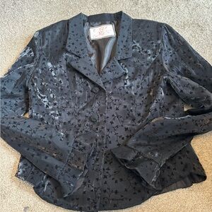 Elegant Black Floral Whimsigoth Women's Blazer